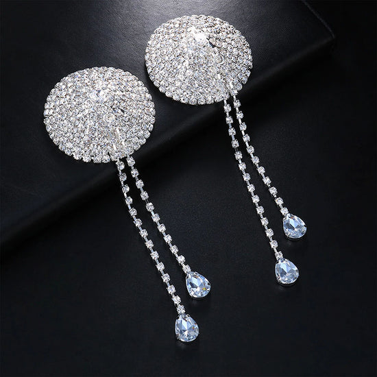 DRIP Round Diamante Nipple Covers With Dangling Tassel
