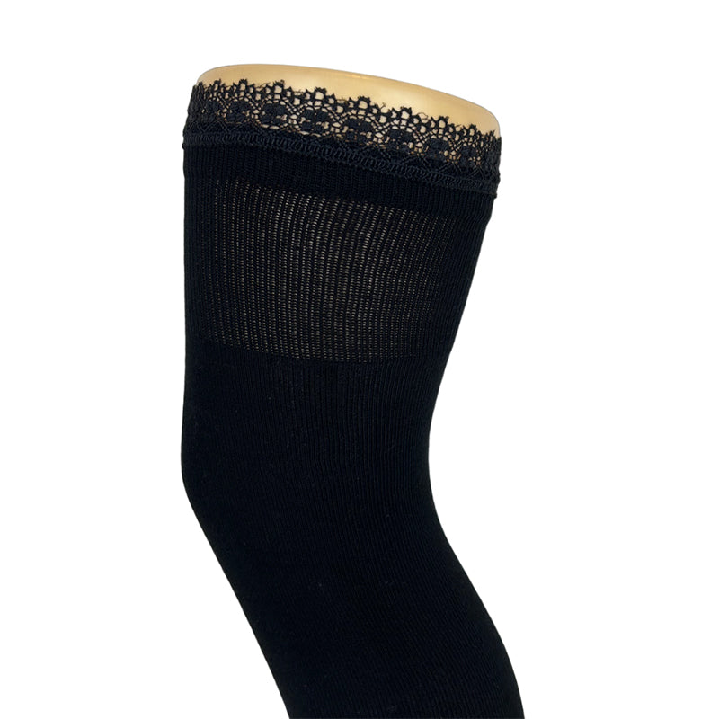 Milena Cotton Blend Over The Knee Socks With Lace Trim