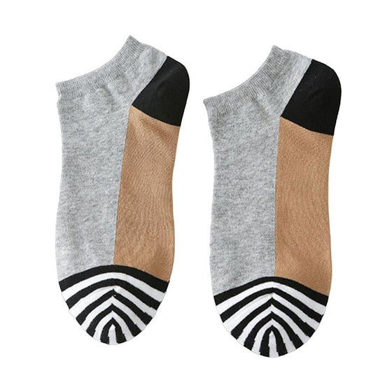 Men's Cotton Blend Stripe Toe Trainer Socks