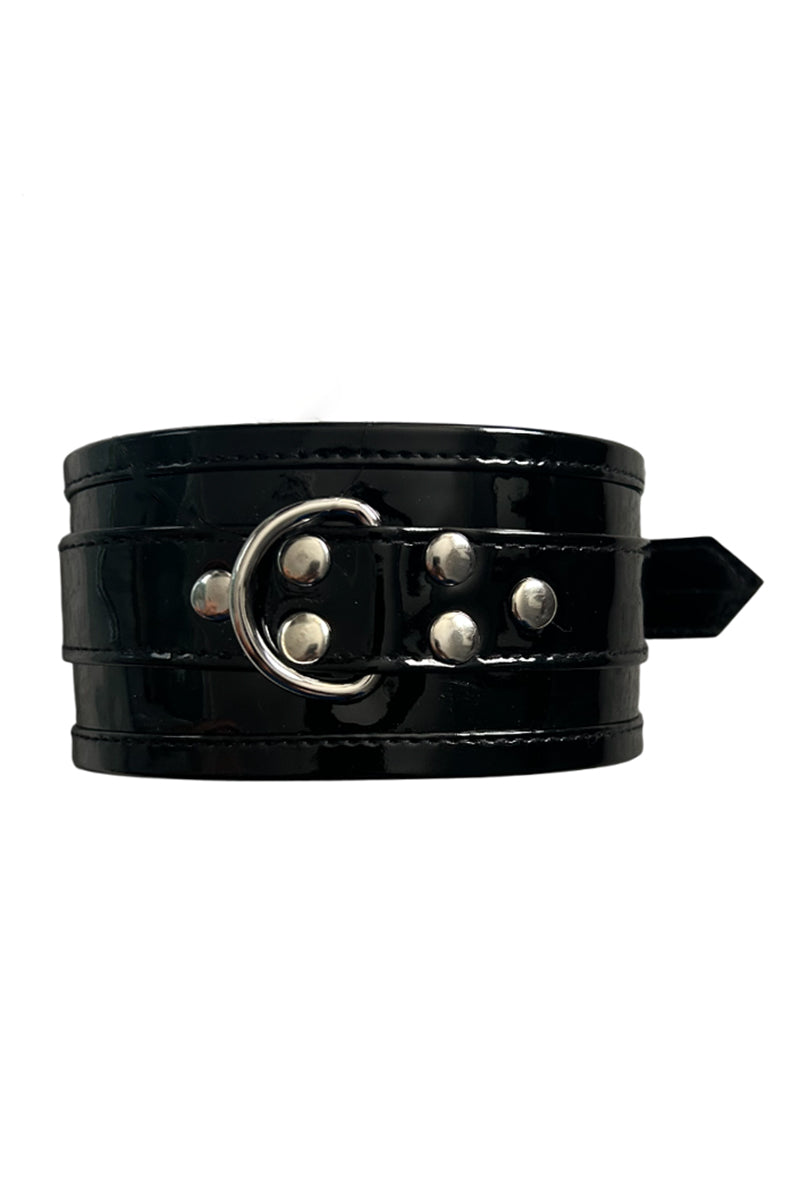 Elegant Moments Vinyl Posture Collar With Silver D Ring & Studs