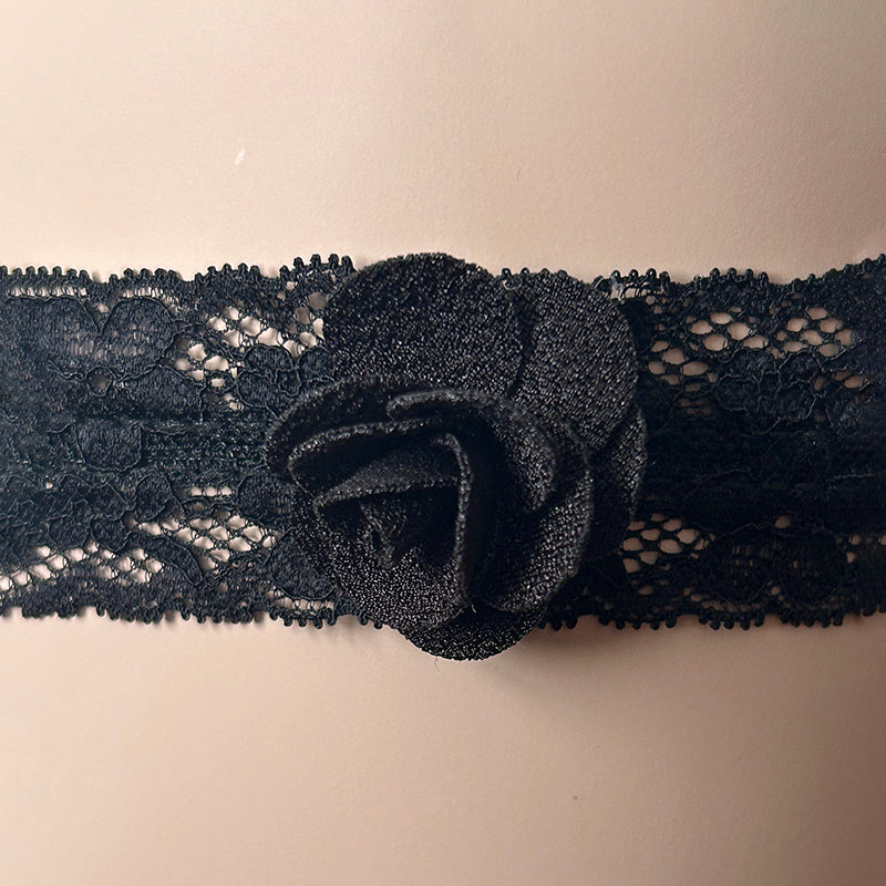 Plus Size Black Bridal Wedding Garter With Rose Bud Detail-Leggsbeautiful Plus Size Black Bridal Wedding Garter With Rose Bud Detail-Leggsbeautiful