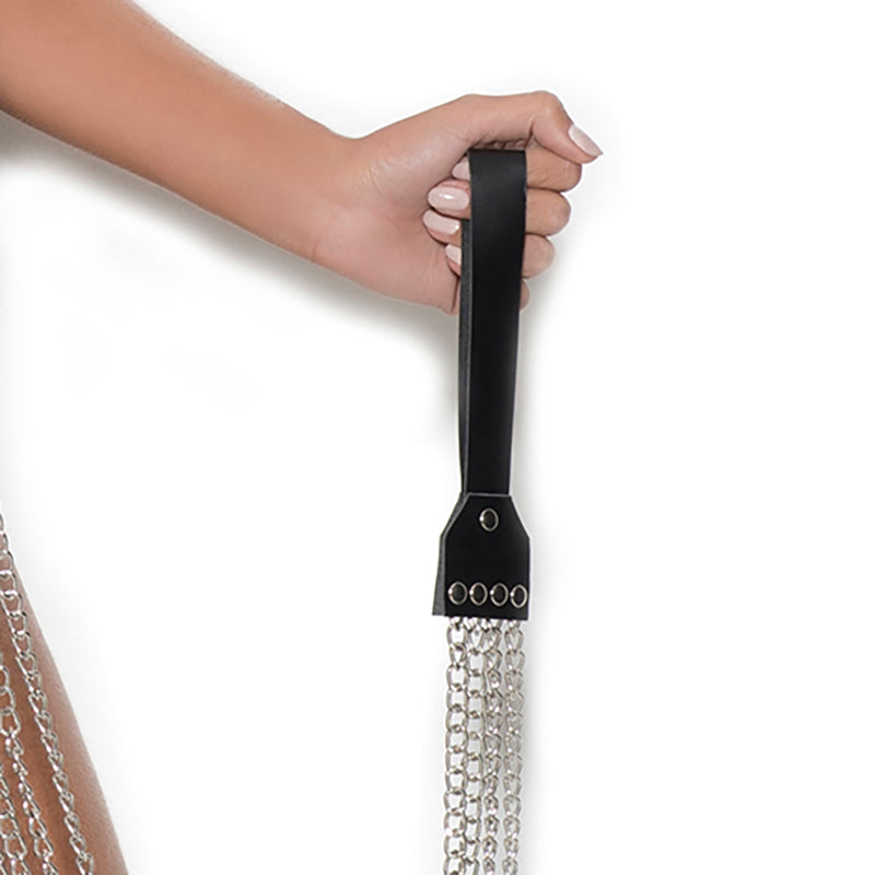 Elegant Moments Multi Chain BDSM Leash With Leather Handle