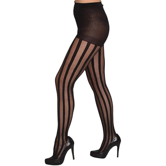 Sheer vertical stripe tights with boxer brief tops