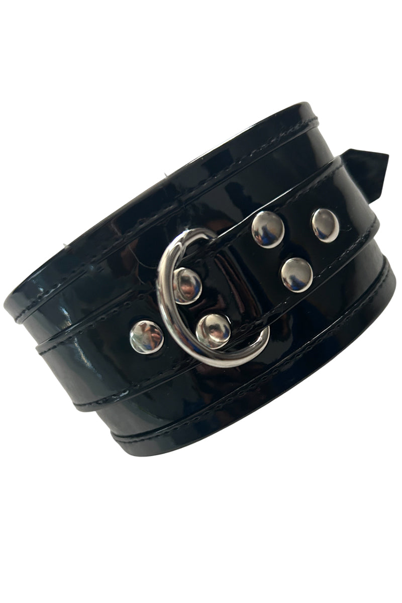 Elegant Moments Vinyl Posture Collar With Silver D Ring & Studs