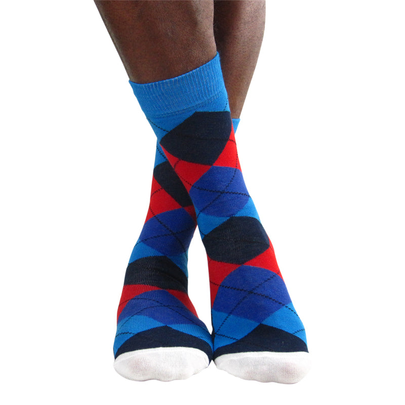 Luv Socks Men's Cotton Blend Coloured Argyle Ankle Socks - Leggsbeautiful