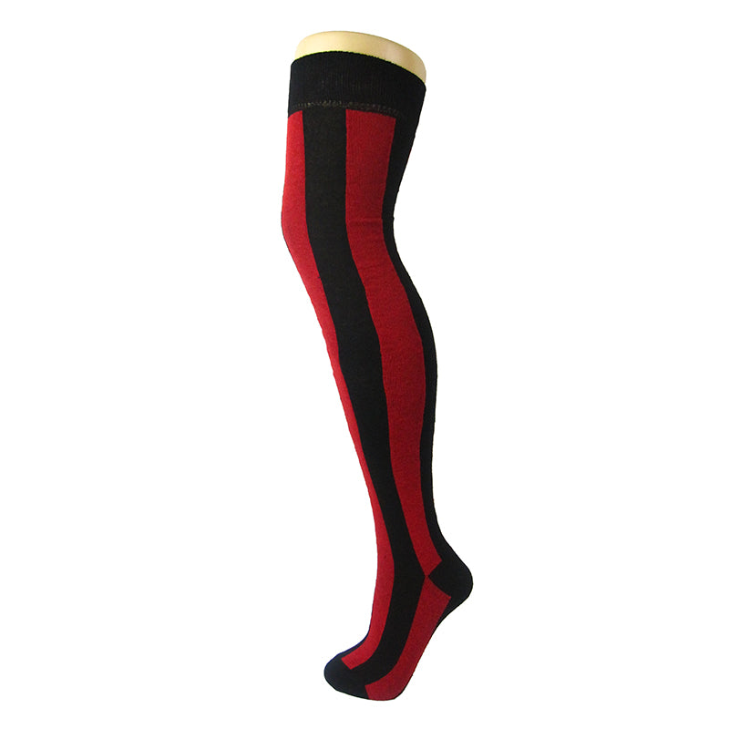 Cotton Blend Vertical Stripe Over The Knee Socks - Leggsbeautiful