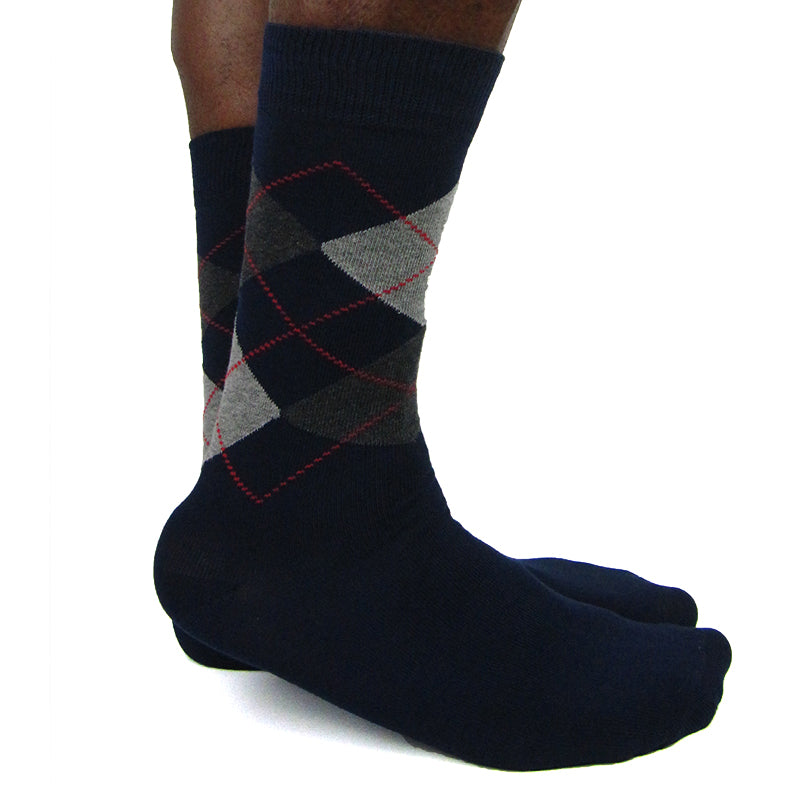 Men's Cotton Blend Dark Argyle Ankle Socks - Leggsbeautiful