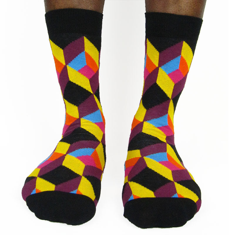 Luv Socks Men's Cotton Blend Geometric Ankle Socks - Leggsbeautiful