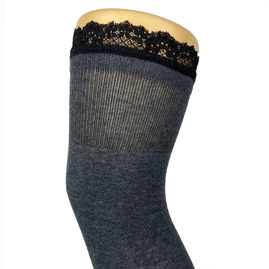 Milena Cotton Blend Over The Knee Socks With Lace Trim
