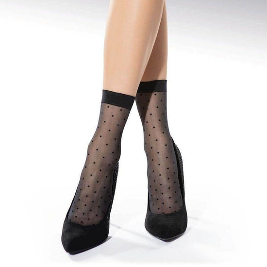 NOQ Sheer Spot Pattern Ankle Socks - Leggsbeautiful