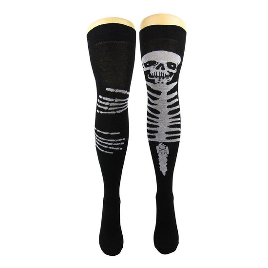 Cotton Blend Skeleton & Hand Bones Over The Knee Socks - Leggsbeautiful