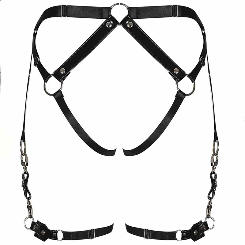 Obsessive Plus Size PU Crotchless Harness Brief