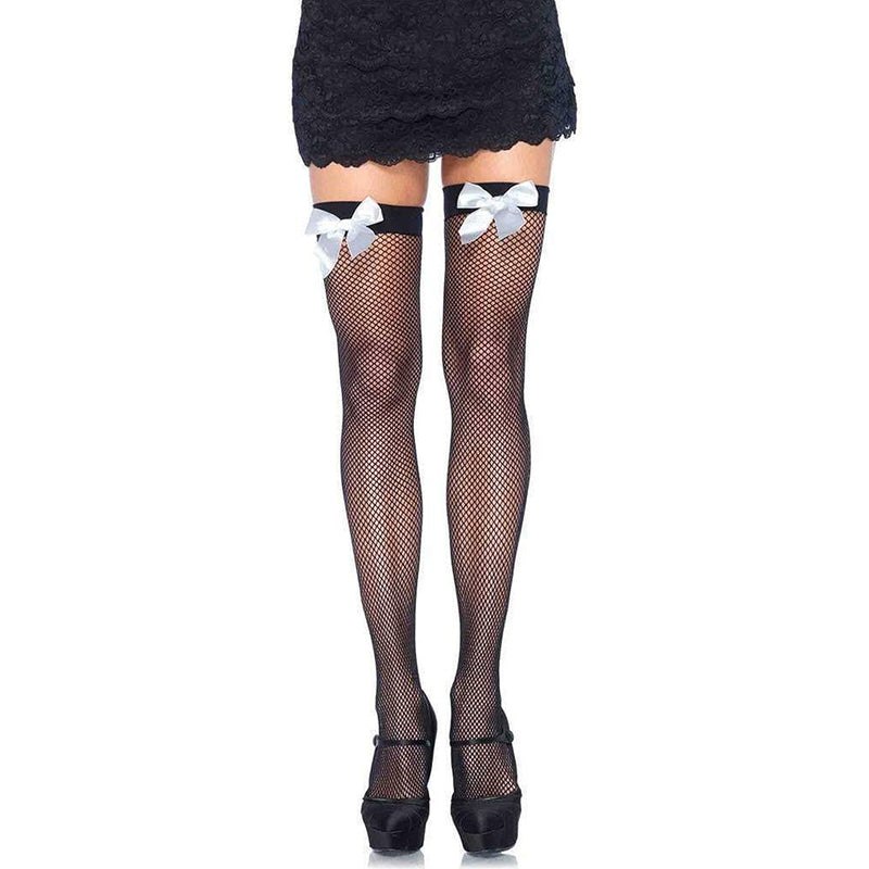 Leg Avenue Fishnet Thigh Highs With Bow