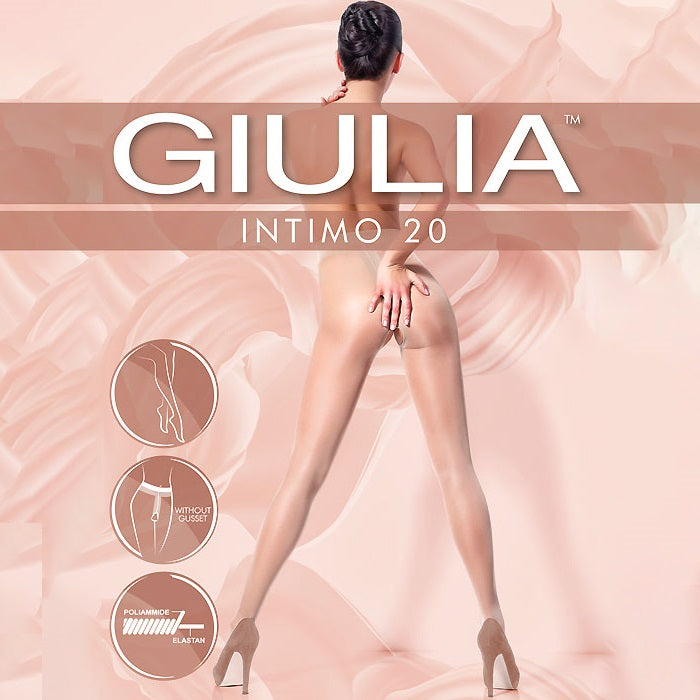 Giulia Intimo 20 Sheer Crotchless Tights - Leggsbeautiful