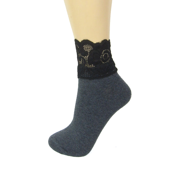 Milena Cotton Blend Lace Top Ankle Socks - Leggsbeautiful
