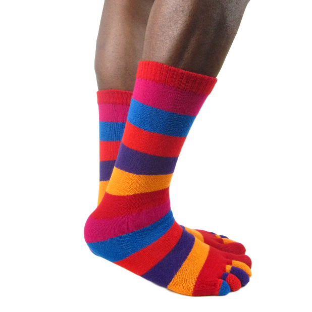 Men's Acrylic Blend Stripe Toe Ankle High Socks - Leggsbeautiful