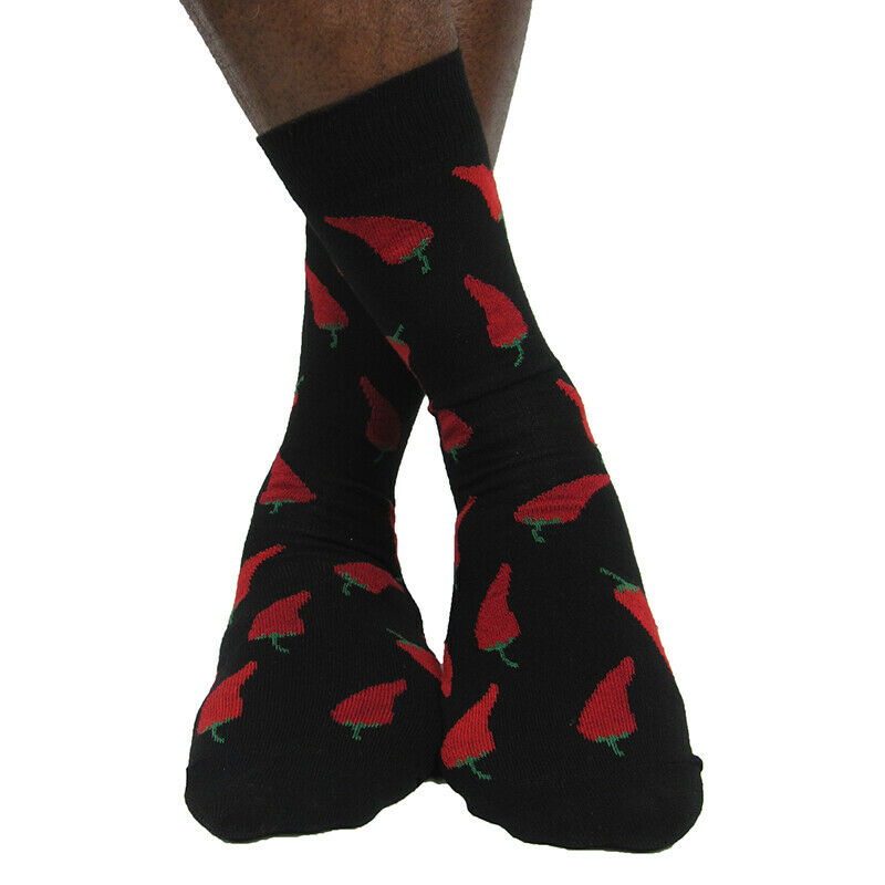 Luv Socks Men's Cotton Blend Chili Print Ankle Socks - Leggsbeautiful