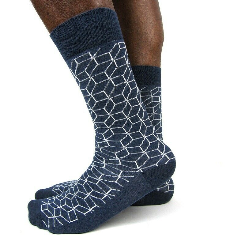 Luv Socks Men's Cotton Blend Optical Cube Ankle Socks - Leggsbeautiful