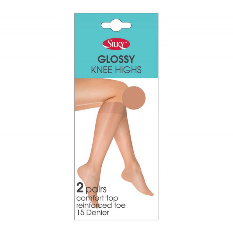 Silky 15 Denier Glossy Knee High Socks 2 Pair Pack - Leggsbeautiful