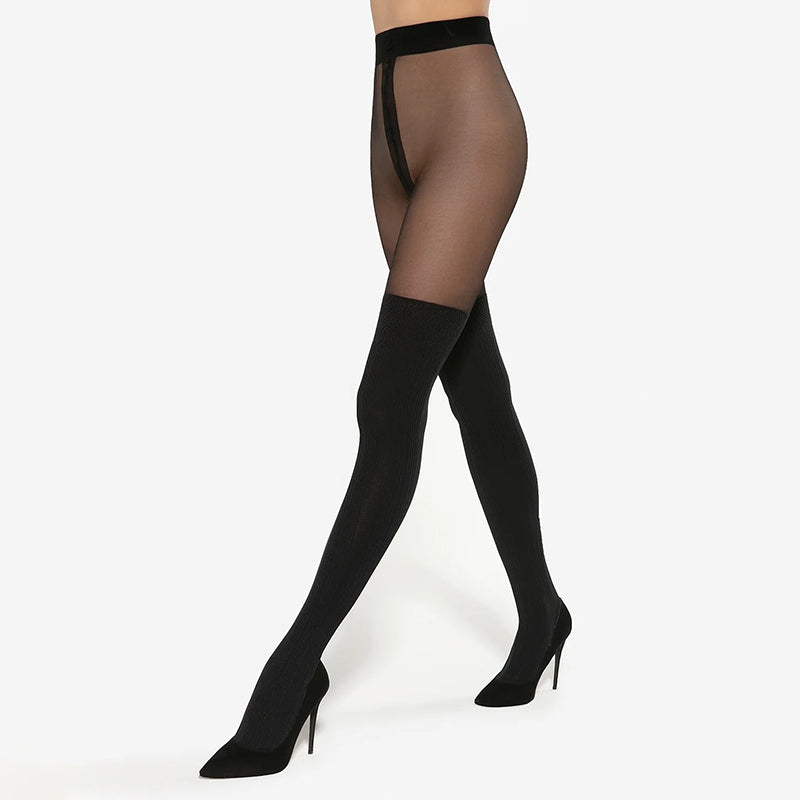 Gatta Girl Up 45 20/60 Patterned Mock Over Knee Tights