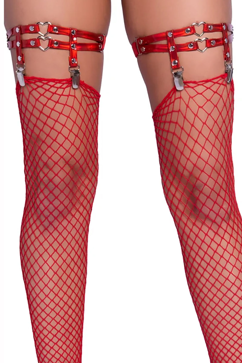 Leg Avenue Iridescent Heart Garter Suspenders