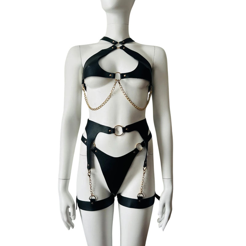 
                      
                        RELENT 3 Piece Vegan Leather & Chain Fetish Set
                      
                    