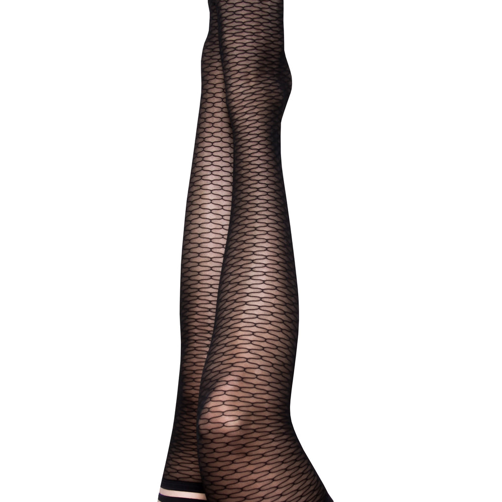 Kix'ies Bethann Mermaid Patterned Sheer Thigh-Highs Stockings