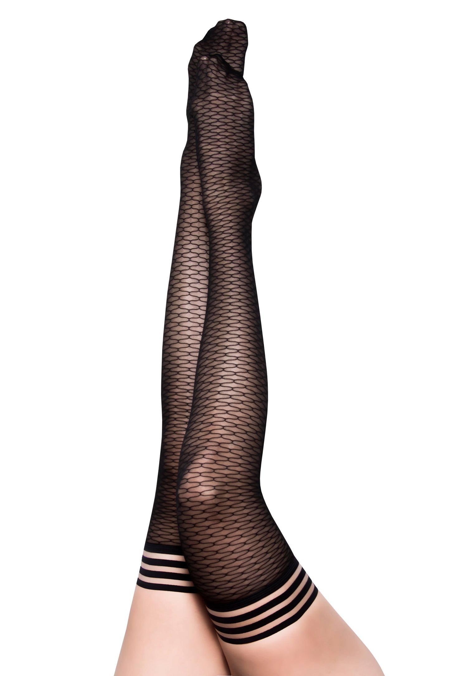 Kix'ies Bethann Mermaid Patterned Sheer Thigh-Highs Stockings