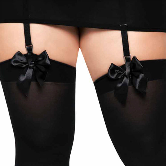 Leg Avenue Plus Size Opaque Thigh Highs W/Satin Bow