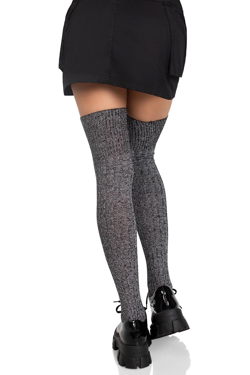 Leg Avenue Heather Rib Knit Thigh High Socks