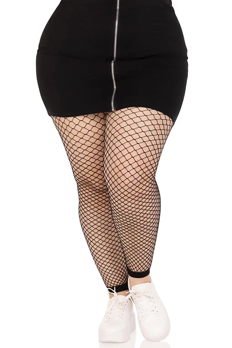 Leg Avenue Plus Size Industrial Net Footless Tights