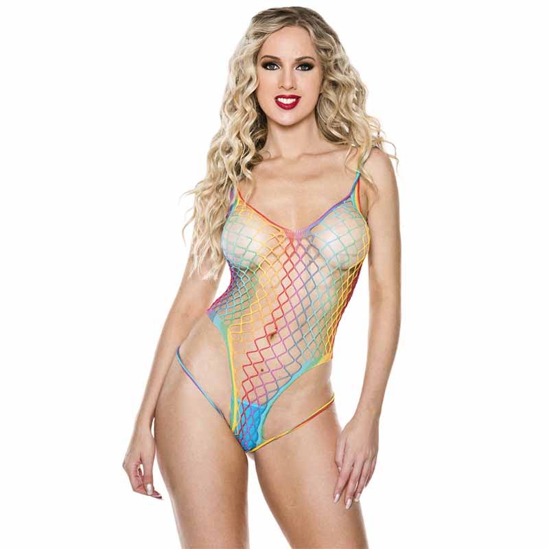 Music Legs Multi Coloured Net Teddy With Low Cut Back