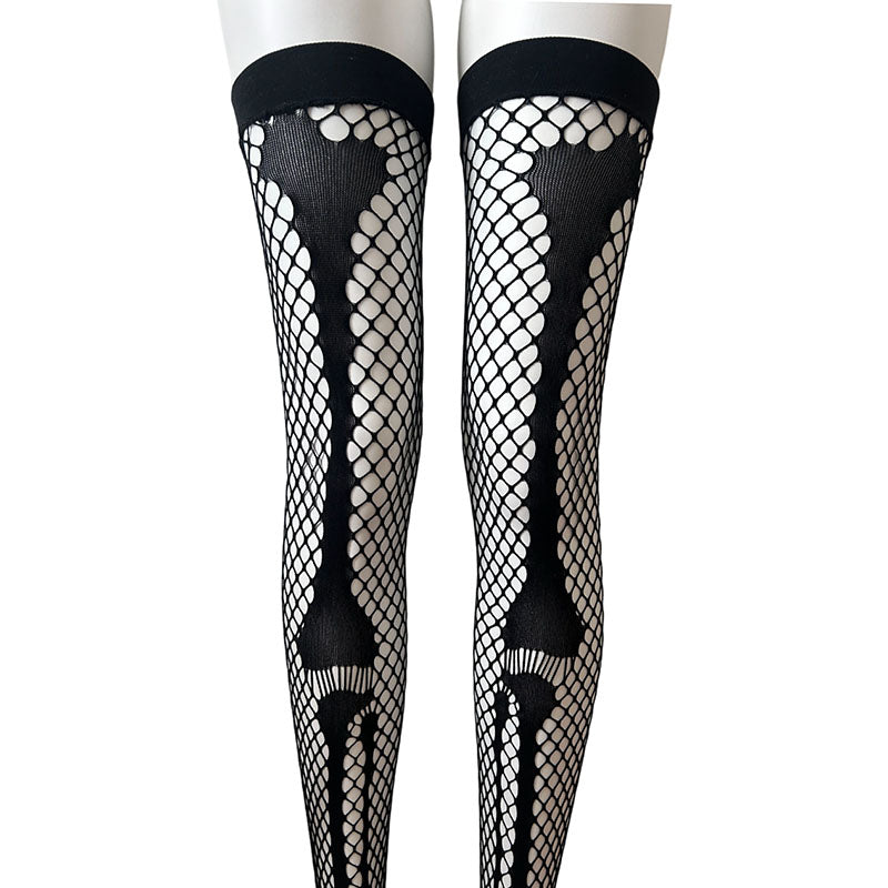 
                      
                        Plain Top Diamond Net Bones Thigh Highs
                      
                    
