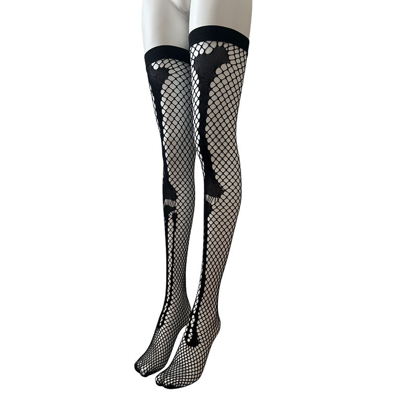 
                      
                        Plain Top Diamond Net Bones Thigh Highs
                      
                    