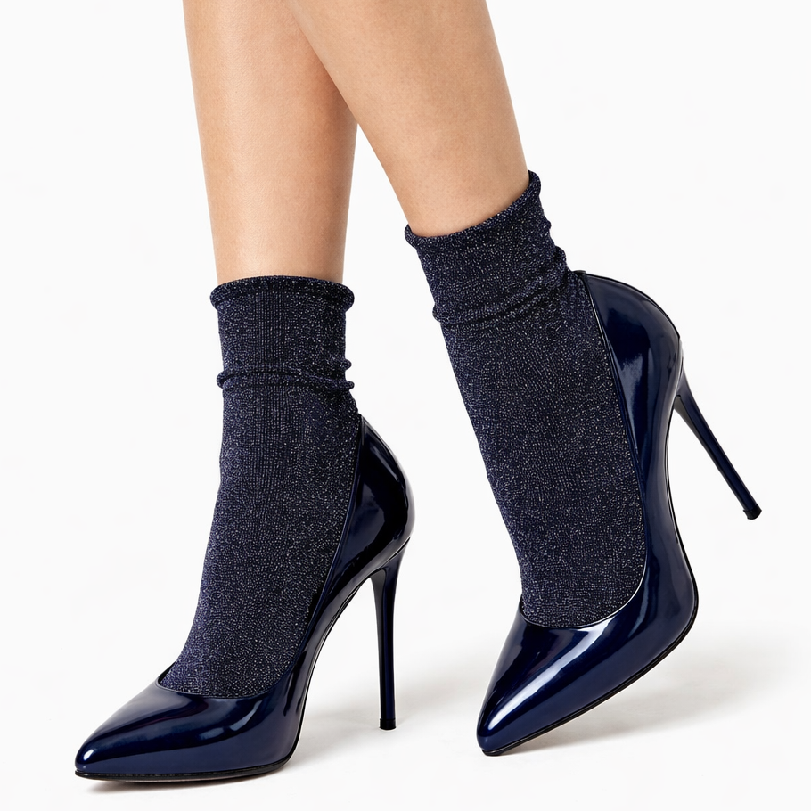 Andrea Bucci Roll Top Lurex Ankle Socks - LEGGSBEAUTIFUL