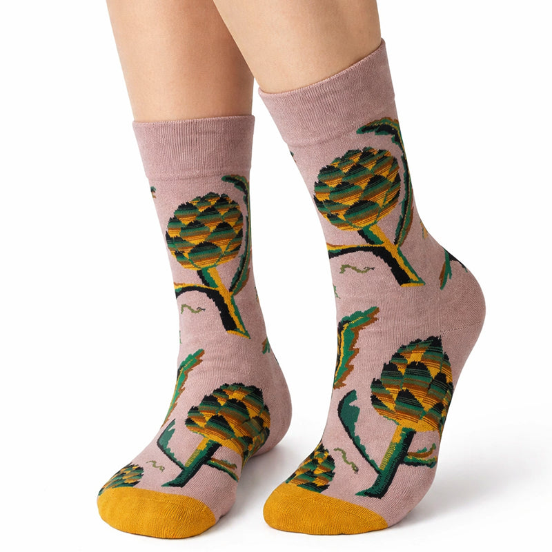 Cotton Blend Bold Flower Print Ankle Socks