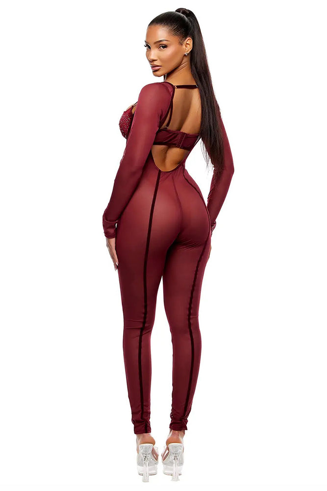 
                      
                        Forplay Caught Your Eye Velvet Rhinestone Jumpsuit Lingerie Set
                      
                    