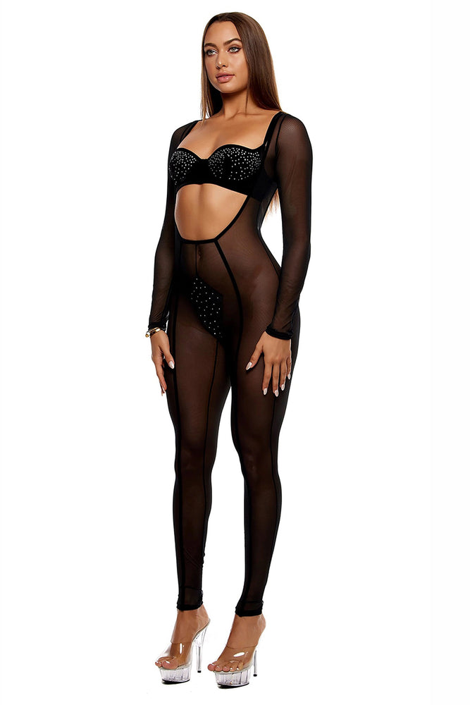 
                      
                        Forplay Caught Your Eye Velvet Rhinestone Jumpsuit Lingerie Set
                      
                    