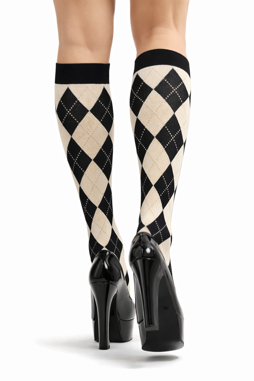 Aero Cotton Blend Argyle Knee High Socks