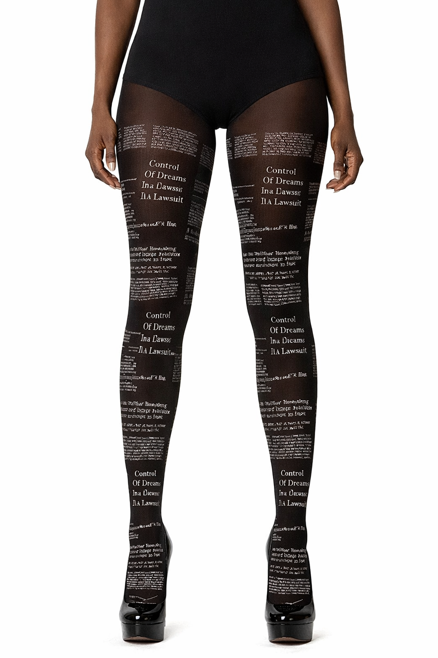 70 Denier Newsprint Opaque Tights - LEGGSBEAUTIFUL