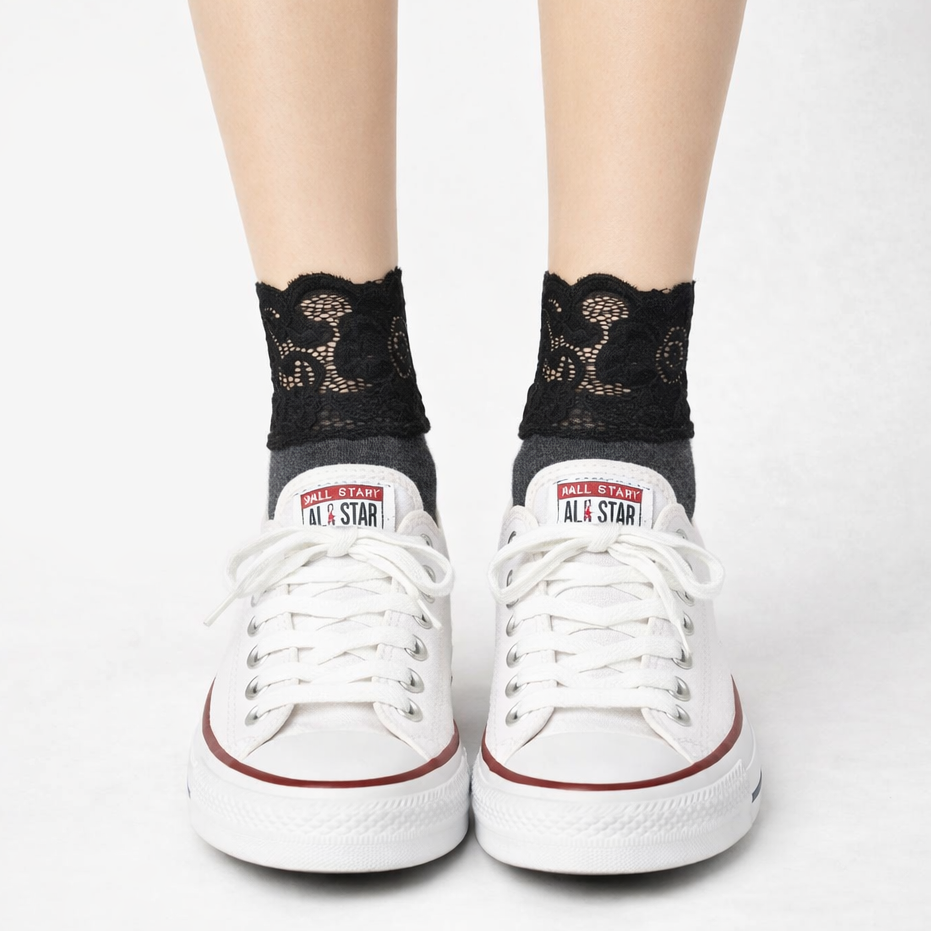 Milena Cotton Blend Lace Top Ankle Socks - LEGGSBEAUTIFUL