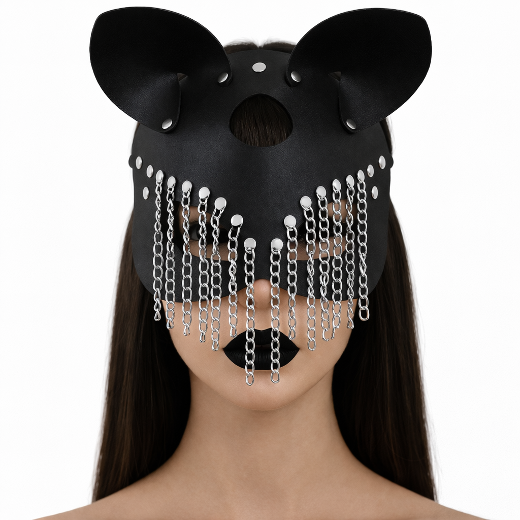 BAD KITTY Fringe Vegan Leather Cat Mask