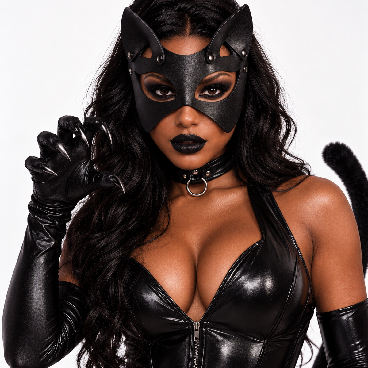 Sexy Kitten Vegan Leather Stud Cat Mask