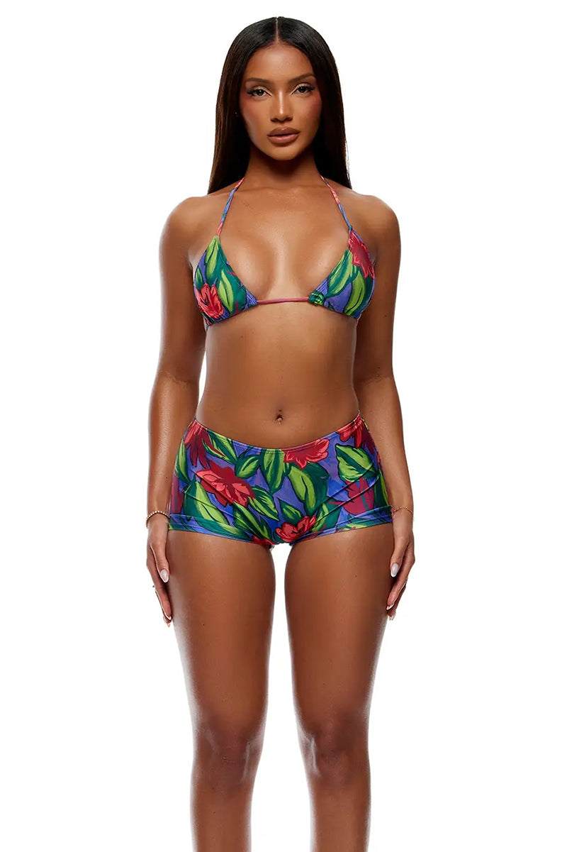 Forplay Sorento Boy Short Bikini Set In Painted Flora