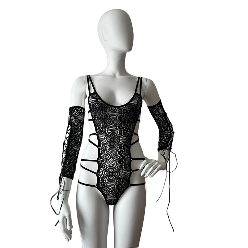 Music Legs Strappy Lace Teddy & Arm Sleeve Set