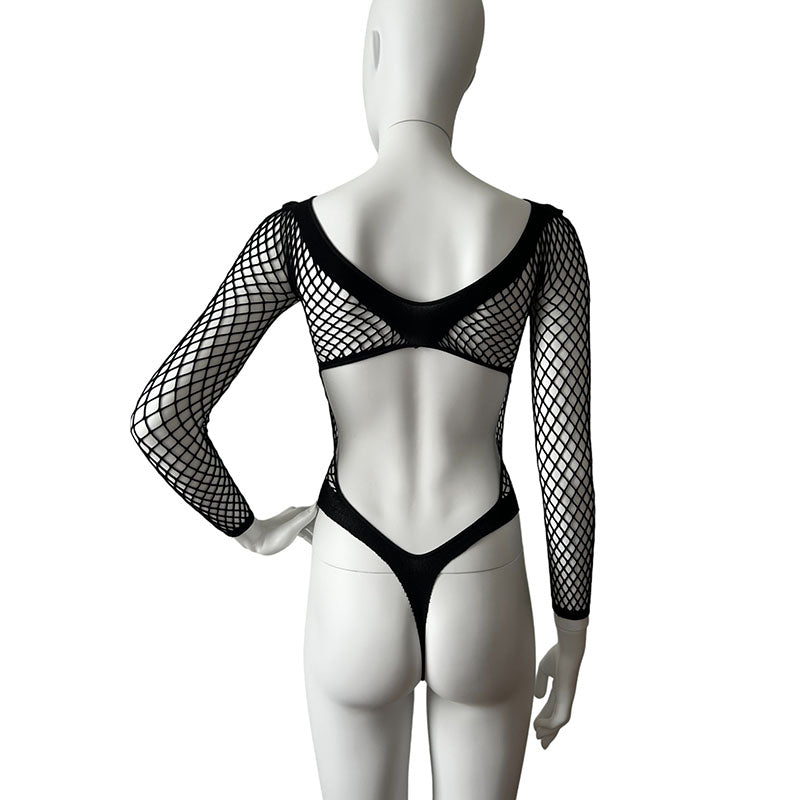 
                      
                        Music Legs Diamond Net Bodysuit With Thong Back
                      
                    
