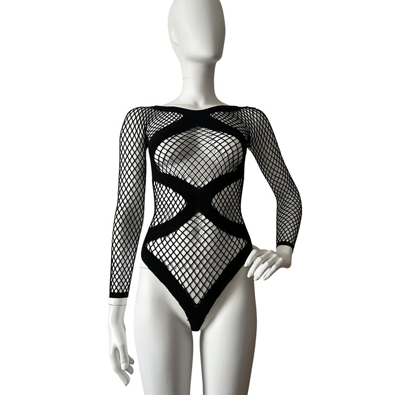
                      
                        Music Legs Diamond Net Bodysuit With Thong Back
                      
                    