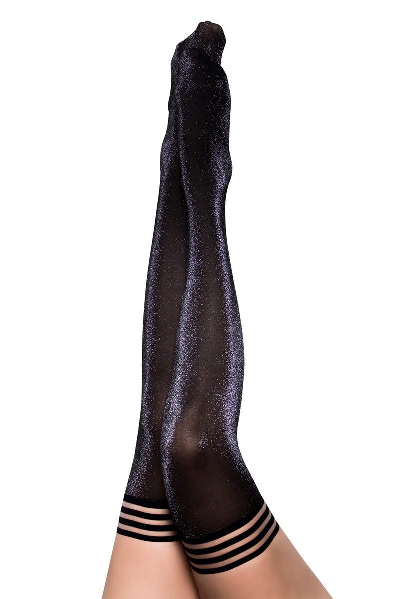 Kix'ies Kaylee Lurex Sparkle Opaque Thigh Highs Hold Ups