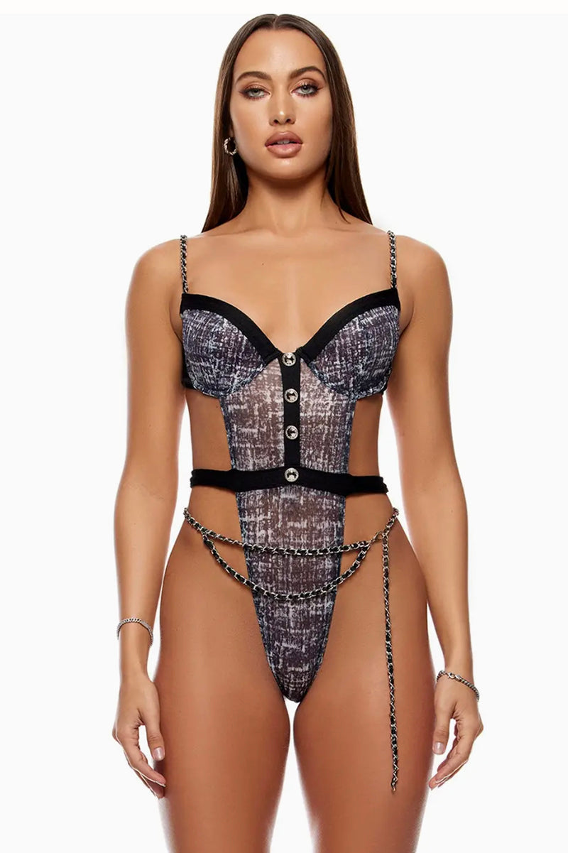 ForPlay Keep It Classy Mesh Teddy Lingerie Set