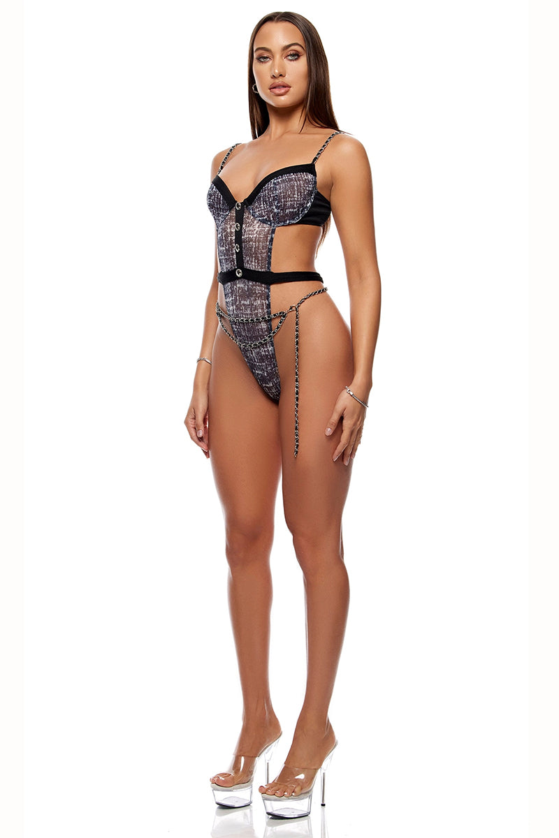 ForPlay Keep It Classy Mesh Teddy Lingerie Set